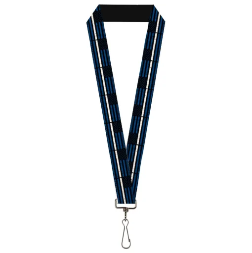 Lanyard - 1.0" - Thin White Line Flag Weathered Black/Blue/White