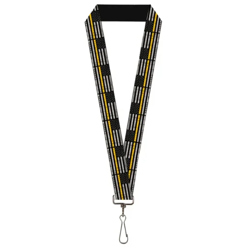 Lanyard - 1.0" - Thin Yellow Line Flag Weathered Black/Gray/Yellow