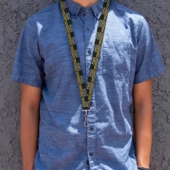 Lanyard - 1.0" - Thin Yellow Line Flag Weathered Black/Gray/Yellow
