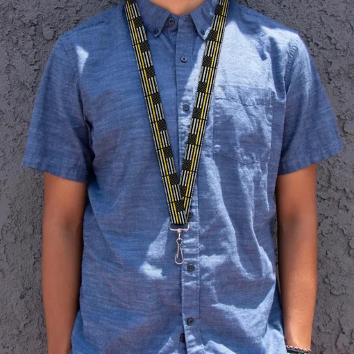 Lanyard - 1.0" - Thin Yellow Line Flag Weathered Black/Gray/Yellow