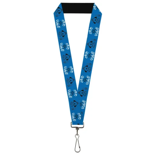 Lanyard - 1.0" - This is Fine Japanese Question Hound Flame Blue/Black/White