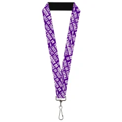 Lanyard - 1.0" - TRICK OR TREAT Text Collage Purple/White