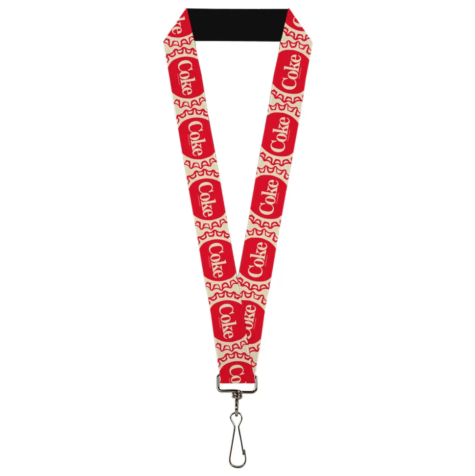 Lanyard - 1.0" - Vintage COKE Bottle Caps White/Red