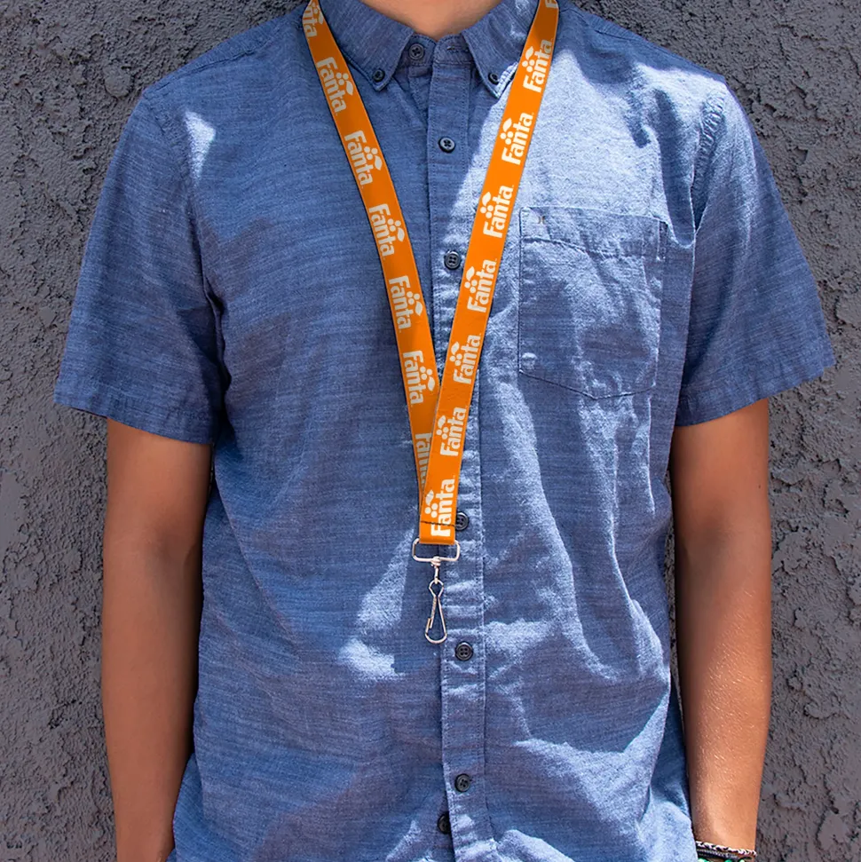 Lanyard - 1.0" - Vintage Orange FANTA Logo Orange/White