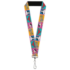 Lanyard - 1.0" - Wonder Woman Pose and Logo Pop Blocks Multi Color