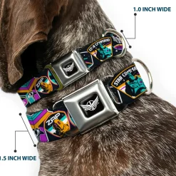 Lightyear Star Command Wings Logo Full Color Black/White Seatbelt Buckle Collar - Lightyear Mission Patches Collage Black/Multi Color