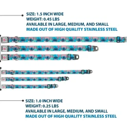 Lilo & Stitch Flower Full Color Blue/Pink Seatbelt Buckle Collar - Lilo & Stitch Stitch Expressions and Tropical Flowers Blues/Pinks