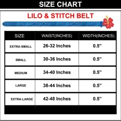 Lilo and Stitch Hibiscus Flower Enamel Cast Buckle - Shiny Blue Pebble PU Strap Belt