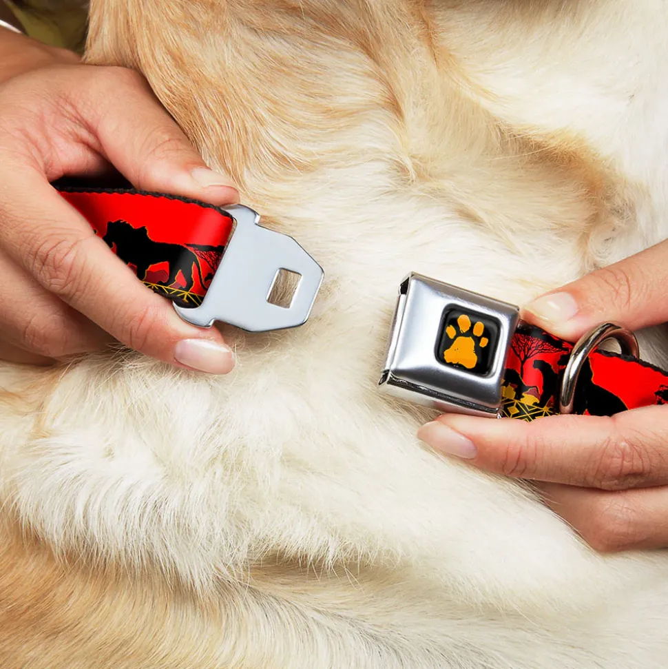Lion King Paw Full Color Black Gold Seatbelt Buckle Collar - Mufasa & Simba JUST CAN'T WAIT TO BE KING/Family Silhouette