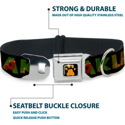 Lion King Paw Full Color Black Gold Seatbelt Buckle Collar - HAKUNA MATATA Black/Lion King Scenes