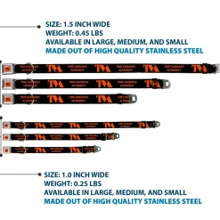 Loki Series TVA Time Variance Authority Logo Full Color Orange/Black Seatbelt Buckle Collar - Loki Series TVA TIME VARIANCE AUTHORITY Text Black/Orange