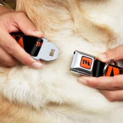 Loki Series TVA Time Variance Authority Logo Full Color Orange/Black Seatbelt Buckle Collar - Loki Series TVA TIME VARIANCE AUTHORITY Text Black/Orange