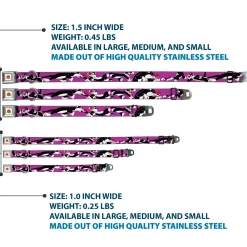 Looney Tunes Logo Full Color White Seatbelt Buckle Collar - Sylvester the Cat Poses Purple