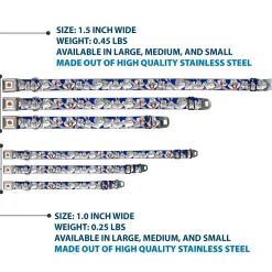 Looney Tunes Logo Full Color White Seatbelt Buckle Collar - Bugs Bunny CLOSE-UP Poses Blue