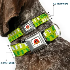 Looney Tunes Logo Full Color White Seatbelt Buckle Collar - DAFFY DUCK w/Face CLOSE-UP Greens