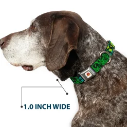 Looney Tunes Logo Full Color White Seatbelt Buckle Collar - MARVIN THE MARTIAN w/Poses Black/Turquoise