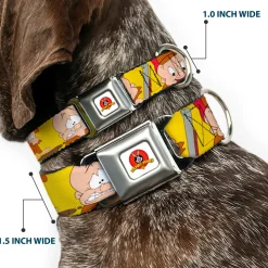 Looney Tunes Logo Full Color White Seatbelt Buckle Collar - Elmer Fudd Expressions Yellow