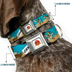 Looney Tunes Logo Full Color White Seatbelt Buckle Collar - WILE E. COYOTE Expressions/Signs Desert