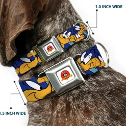 Looney Tunes Logo White Seatbelt Buckle Collar - Road Runner Expressions Stacked