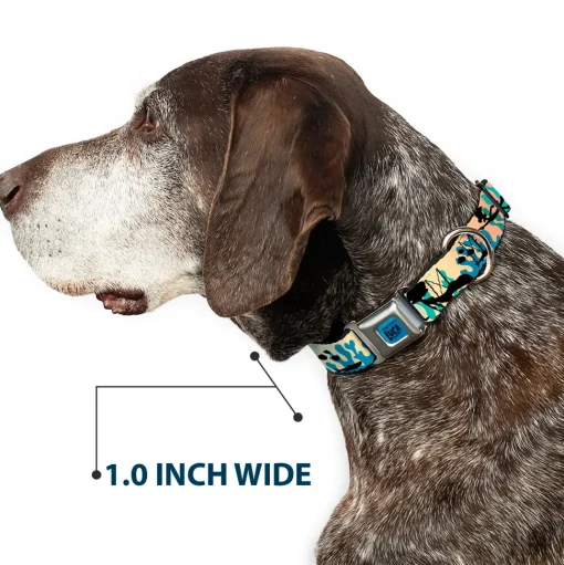 LUCA Logo Full Color Turquoise/Black Seatbelt Buckle Collar - Luca and Alberto Sea Monsters Underwater Silhouette Ombre/Black