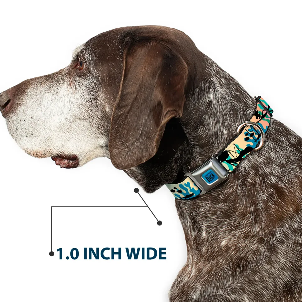 LUCA Logo Full Color Turquoise/Black Seatbelt Buckle Collar - Luca and Alberto Sea Monsters Underwater Silhouette Ombre/Black
