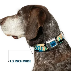 LUCA Logo Full Color Turquoise/Black Seatbelt Buckle Collar - Luca and Alberto Sea Monsters Underwater Silhouette Ombre/Black