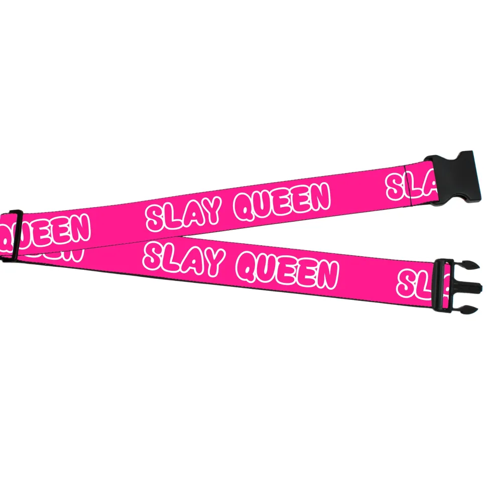 Luggage Strap - 2.0" - SLAY QUEEN Bubble Text Pink/White