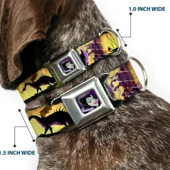 Maleficent Face Full Color Purple Fade Seatbelt Buckle Collar - Maleficent Poses