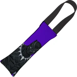MARVEL AVENGERS Dog Toy Squeaky Tug Toy - Black Panther Standing Pose + Black Panther Icon Purple/Black + BLACK Handle Webbing