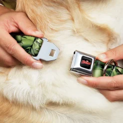 MARVEL AVENGERS Logo Full Color Black/Red/White Seatbelt Buckle Collar - Marvel Hulk CLOSE-UP Poses