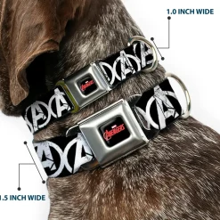 MARVEL AVENGERS MARVEL AVENGERS Logo Full Color Black Red White Seatbelt Buckle Collar - Avengers "A" Logo Weathered Black/White