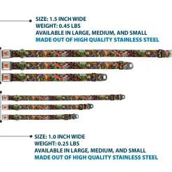 MARVEL COMICS Marvel Comics Logo Full Color Seatbelt Buckle Collar - Retro Marvel Comic Books Stacked CLOSE-UP