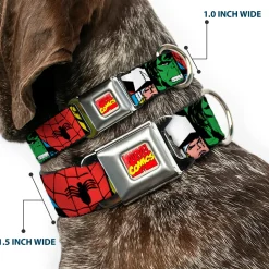 MARVEL COMICS Marvel Comics Logo Full Color Seatbelt Buckle Collar - Marvel Superhero Comic Blocks