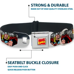 Marvel Comics Seatbelt Buckle Collar - THE MIGHTY THOR Action Poses