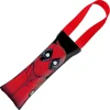 MARVEL DEADPOOL Dog Toy Squeaky Tug Toy - Deadpool Face + Deadpool Icon CLOSE-UP Black Red - Red Webbing