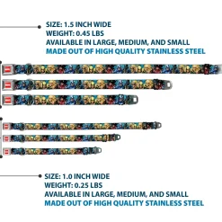 MARVEL UNIVERSE MARVEL Full Color Red White Seatbelt Buckle Collar - New Avengers Group Snow Storm Pose