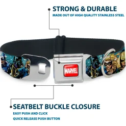 MARVEL UNIVERSE MARVEL Full Color Red White Seatbelt Buckle Collar - New Avengers Group Snow Storm Pose
