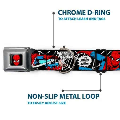 MARVEL UNIVERSE Spider-Man Full Color Seatbelt Buckle Collar - JRNY-Spider-Man in Action2 w/AMAZING SPIDER-MAN
