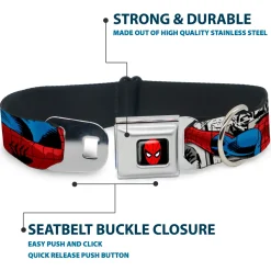 MARVEL UNIVERSE Spider-Man Full Color Seatbelt Buckle Collar - Spider-Man Action ESCAPE IMPOSSIBLE Gray