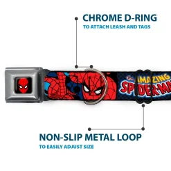 MARVEL UNIVERSE Spider-Man Full Color Seatbelt Buckle Collar - Amazing Spider-Man