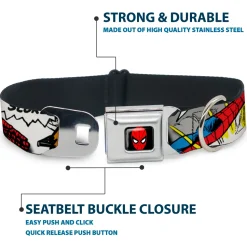 MARVEL UNIVERSE Spider-Man Full Color Seatbelt Buckle Collar - Spider-Man w/Action Verbiage