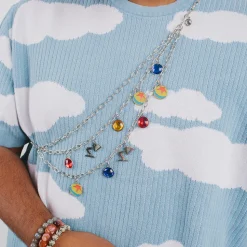 Metal Chain Belt - Silver Chain with Pixar Luxo Ball and Luxo Jr Lamp Charms