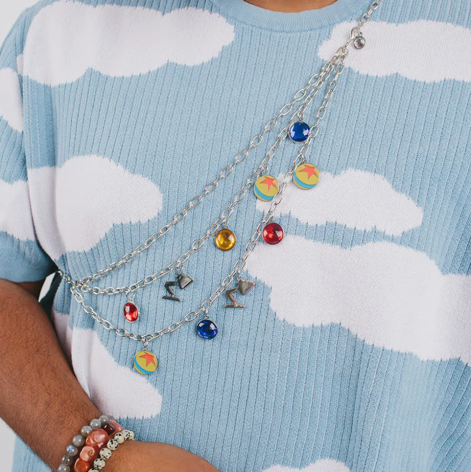 Metal Chain Belt - Silver Chain with Pixar Luxo Ball and Luxo Jr Lamp Charms