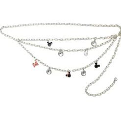 Metal Chain Belt - Silver Chain with Disney Mickey Mouse and Minnie Mouse Charms