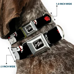 Mickey Mouse LUCKY MICKEY Script Full Color Black/White Seatbelt Buckle Collar - Mickey Mouse Smelling Pose Black/White/Reds