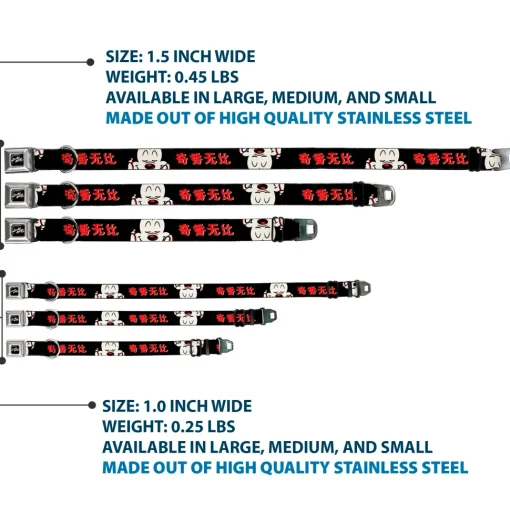 Mickey Mouse LUCKY MICKEY Script Full Color Black/White Seatbelt Buckle Collar - Mickey Mouse Smelling Pose Black/White/Reds