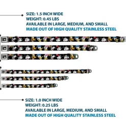 Mickey Mouse Smiling Face Full Color Black Seatbelt Buckle Collar - Disney The Sensational Six Smiling Faces Black