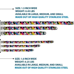 Mickey Mouse Winking CLOSE-UP Full Color Multi Color Black White Seatbelt Buckle Collar - Mickey Mouse Expressions Multi Color White/Black