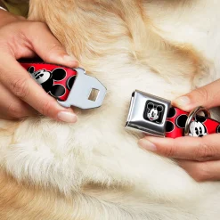 Mickey Mouse Winking Full Color Black Seatbelt Buckle Collar - Mickey Mouse Expressions Red/Black/White