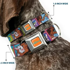 MOANA Title Logo Full Color Orange/Blue Seatbelt Buckle Collar - Moana MAKE WAVES Scene Blocks Blues/Orange
